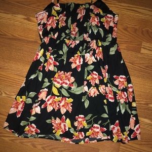 Black Sundress With Hawaiian Floral Print